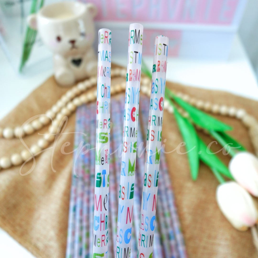 Christmas - Purple Color Changing Reusable Plastic Straw - 10 inch