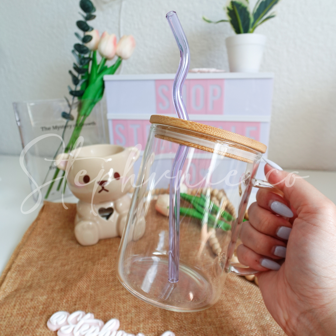Purple Wavy Glass Straws - Reusable