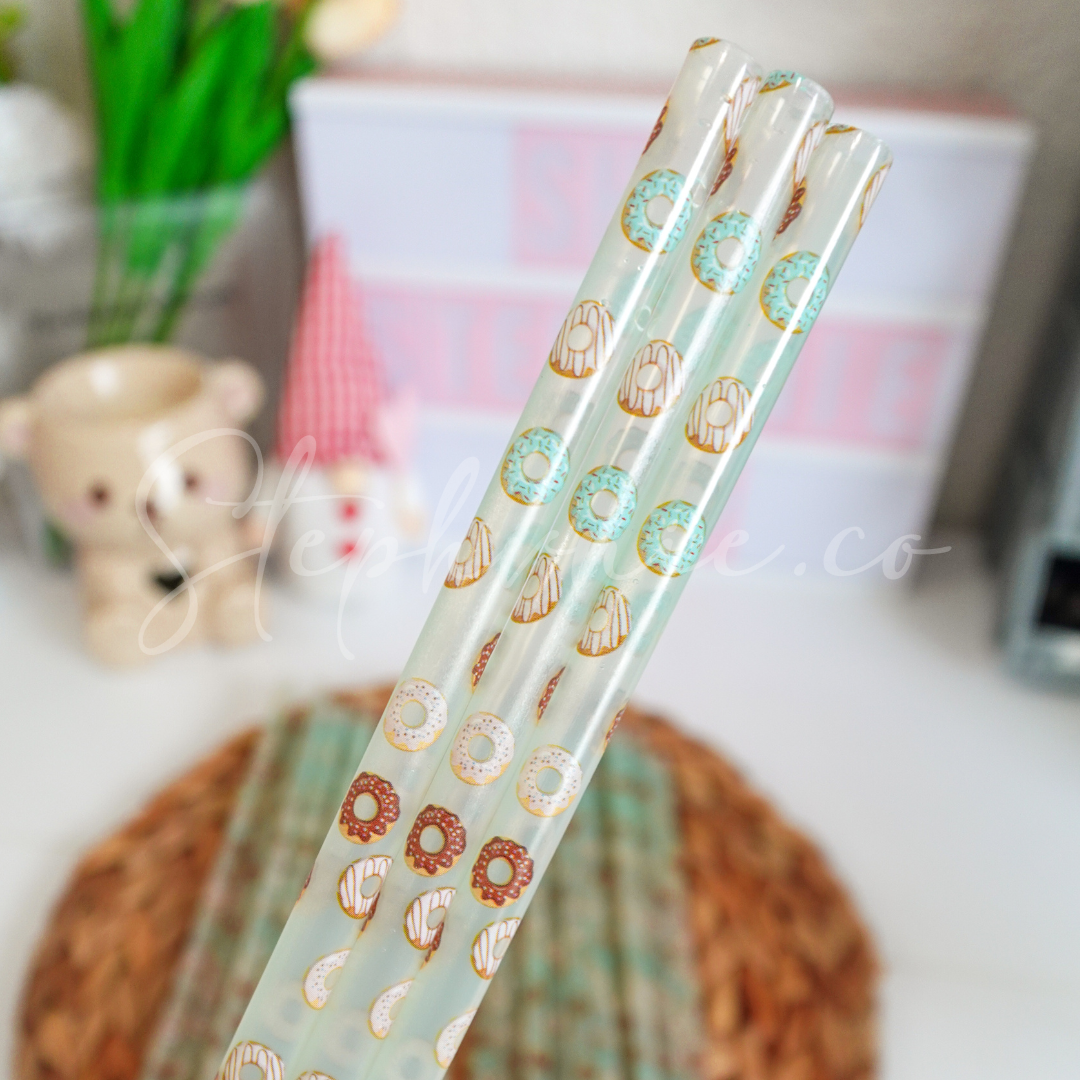 Donuts - Color Changing Reusable Plastic Straw - 10 inch