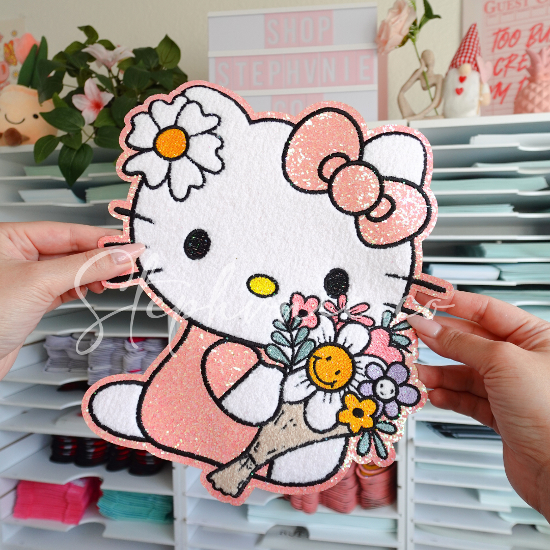 Kitty Flowers - Chenille Patch