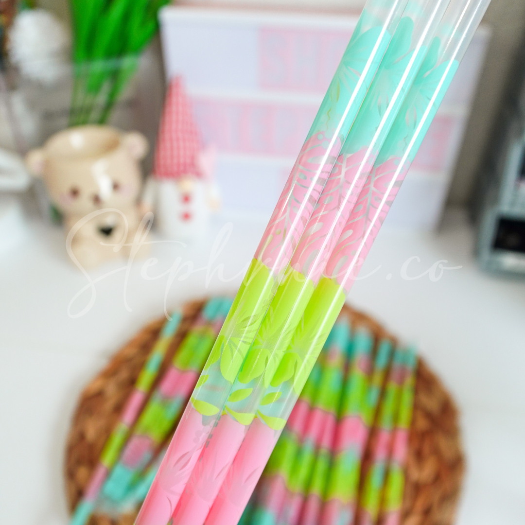 Colorful Monstera - Reusable Plastic Straw - 9 inch