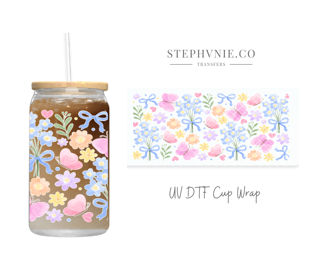 Flower Water Color- 16oz UV DTF Cup Wrap