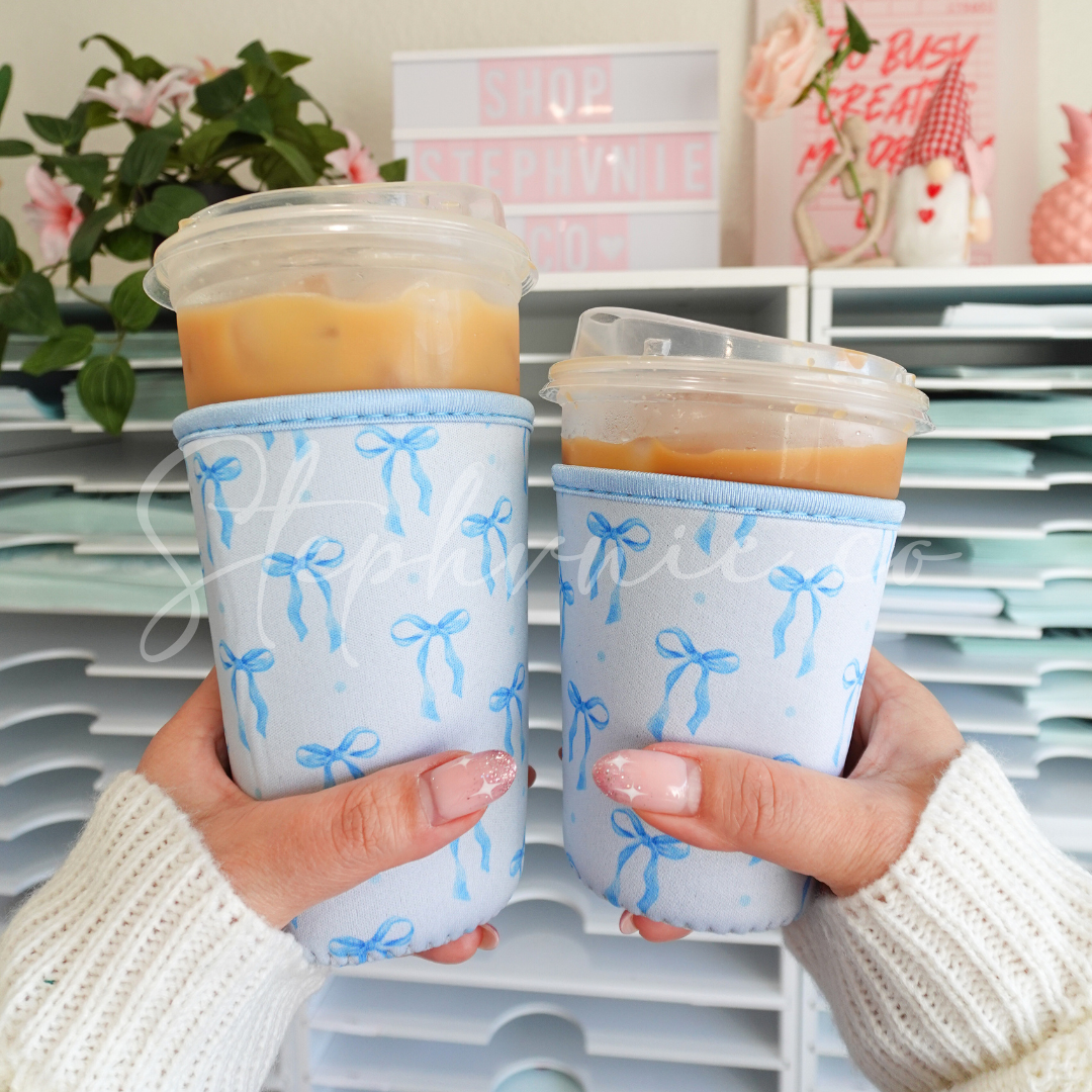 Baby Blue Bow Coquette - Cup Sleeve