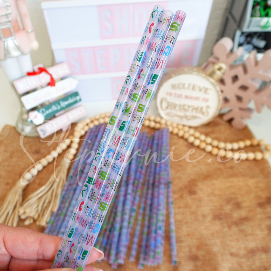 Christmas - Purple Color Changing Reusable Plastic Straw - 10 inch
