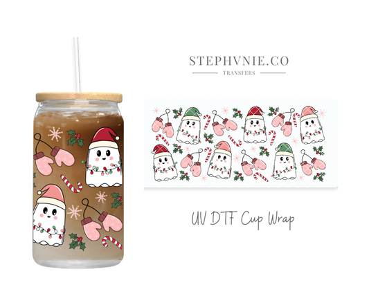 X-mas Ghostie Mittens  - 16oz UV DTF Cup Wrap