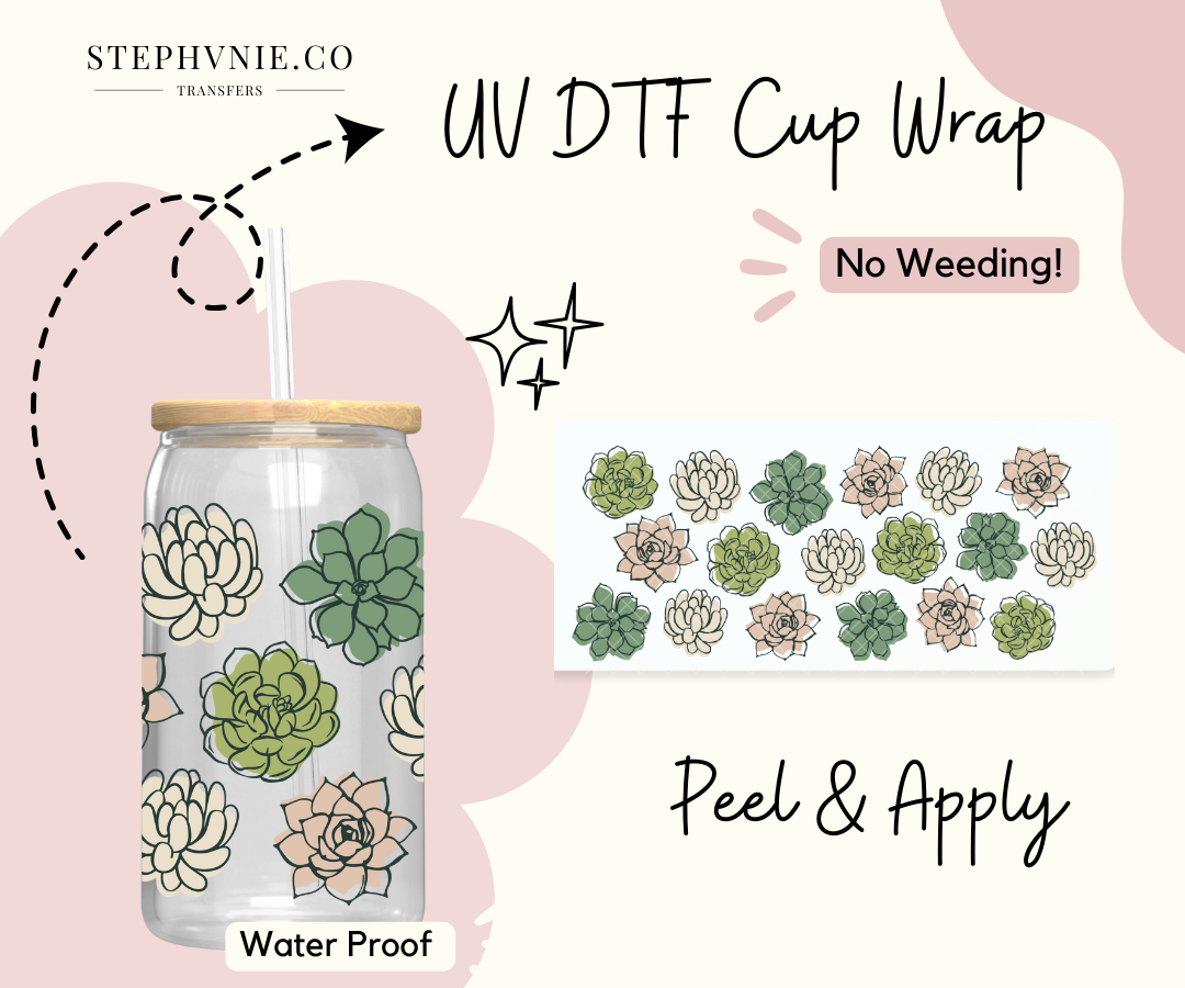 Succulent Plants - (Clear Film)  16oz Cup Wrap