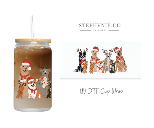 X-mas Doggies - 16oz UV DTF Cup Wrap