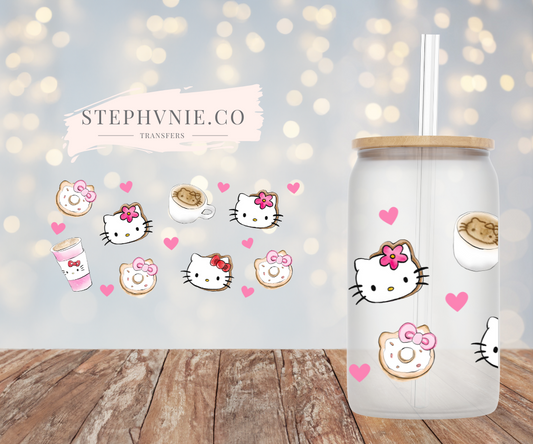 HK, Kitty Cafe (Clear Film) - 16oz Cup Wrap ONLY Kawaii