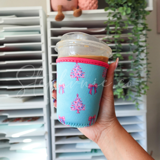 Pink Coquette X-mas Tree (teal) - Cup Sleeve