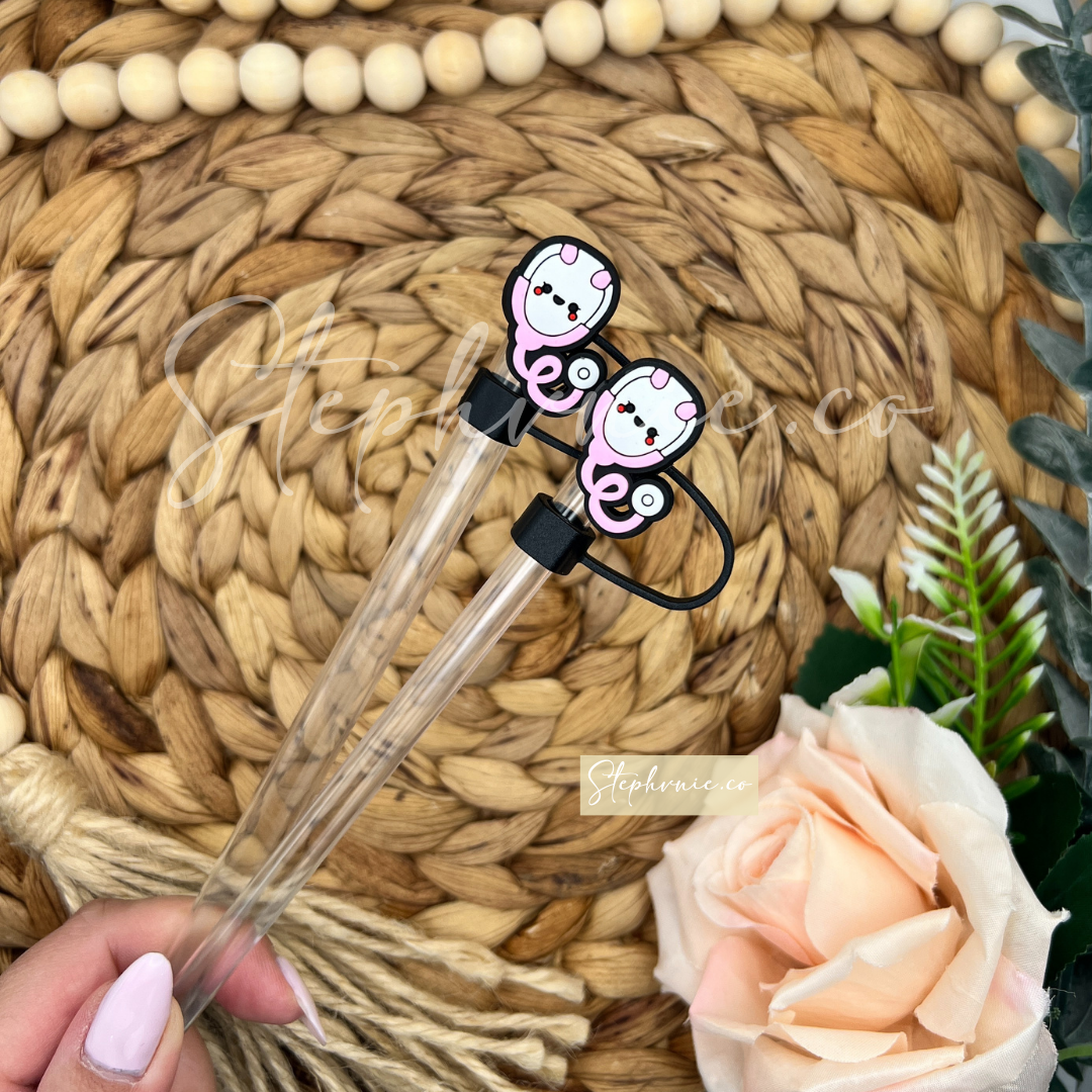 Pink Stethoscope - Straw Toppers