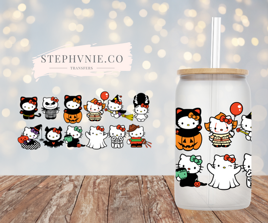 HK, Spooky Kitty (clear film) - 16 oz cup wrap Kawaii