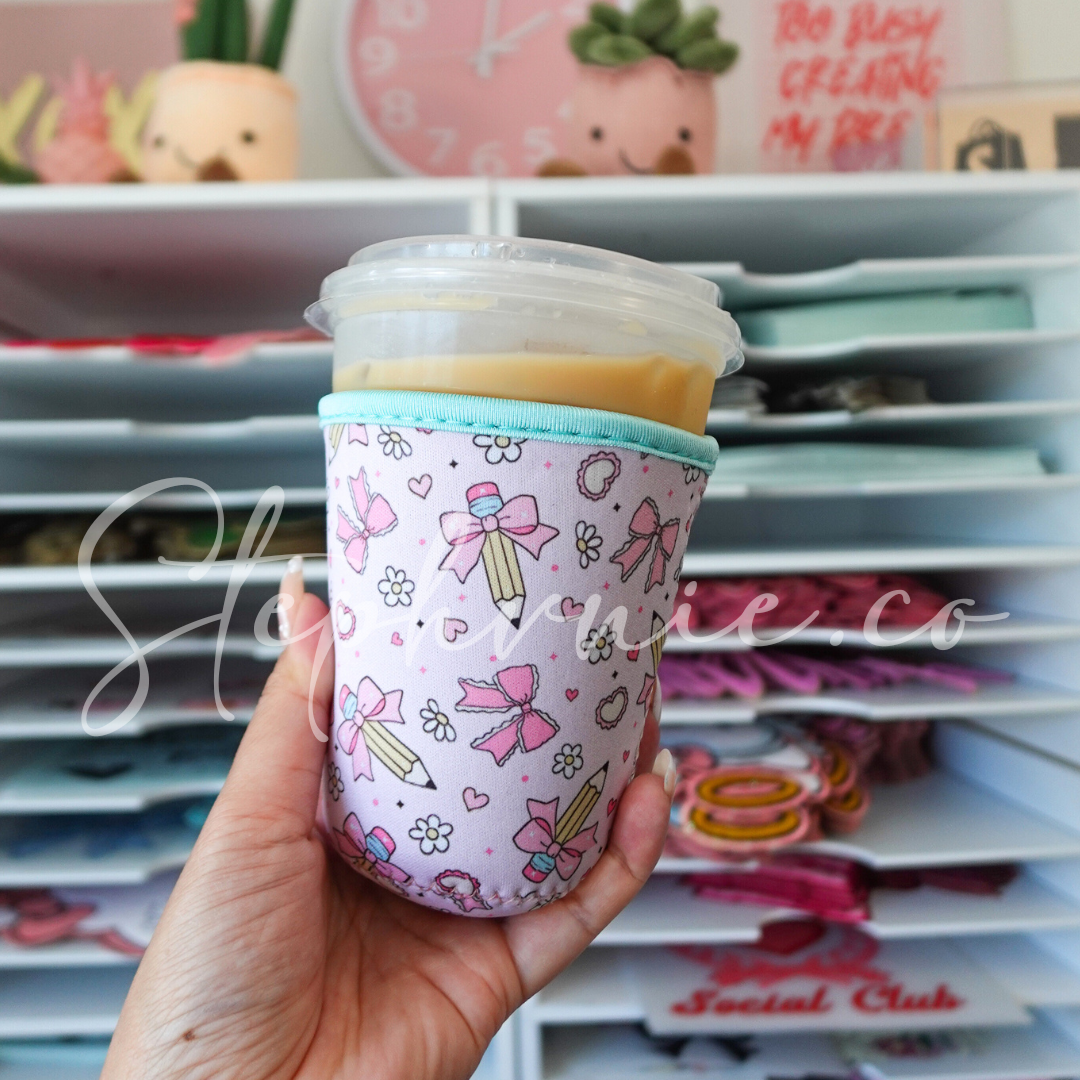 Teacher Pencil Bow - Cup Sleeve