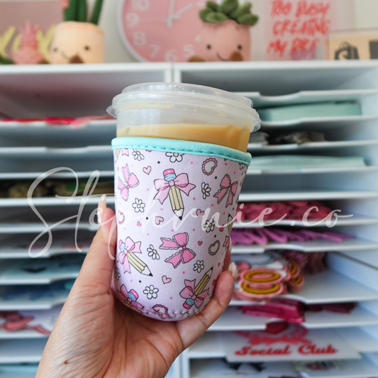Teacher Pencil Bow - Cup Sleeve