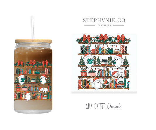 Bookish Holiday Ghost - UV DTF Decal