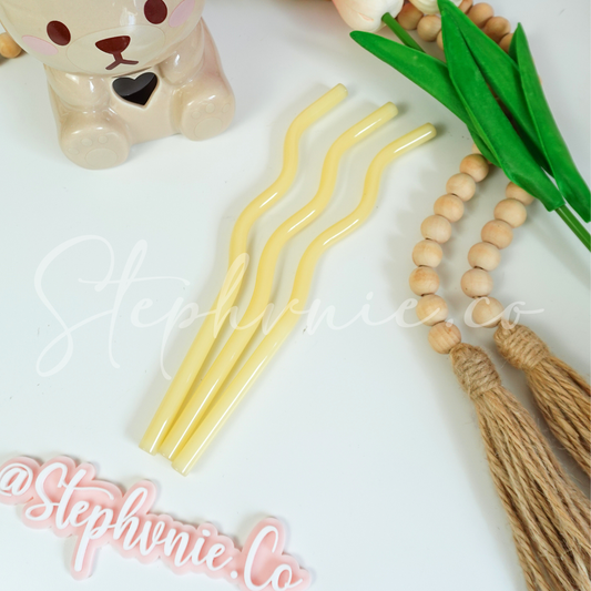 Yellow Jade Wavy Glass Straws - Reusable (Copy)