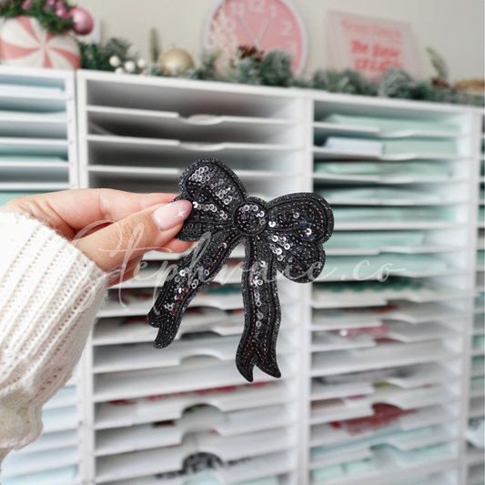 Black Bow (medium) - Sequin Patch