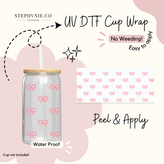 Mini Coquette Bows- 16oz Cup Wrap (Clear Film)