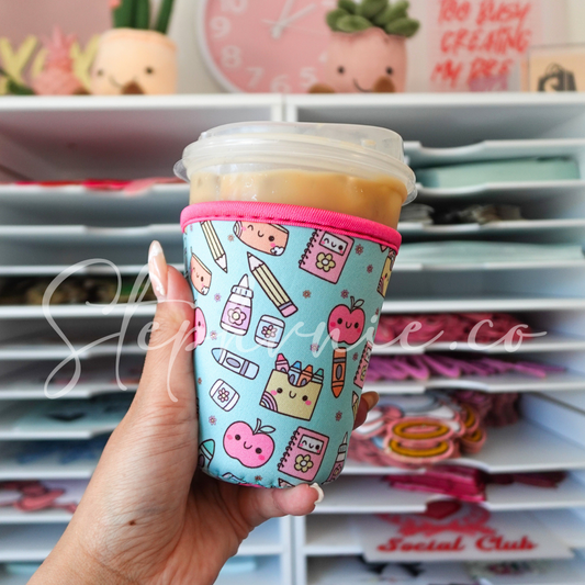 Pastel School Crayon & Pencil - Cup Sleeve