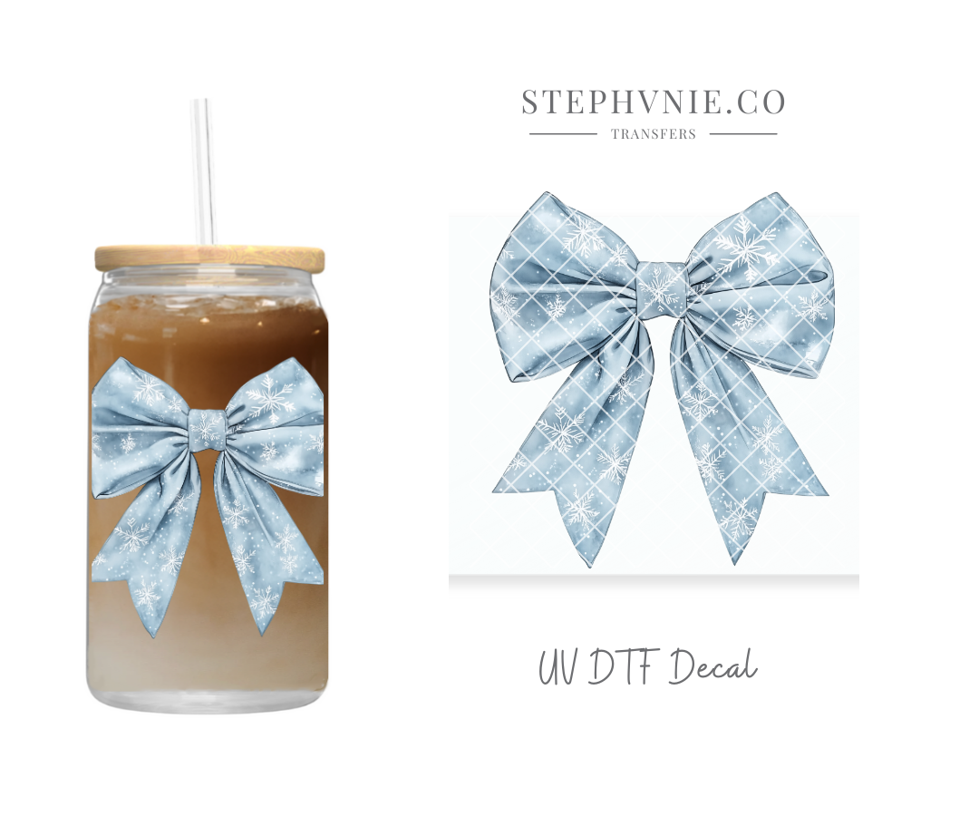 Blue Snowflake Bow - UV DTF Decal