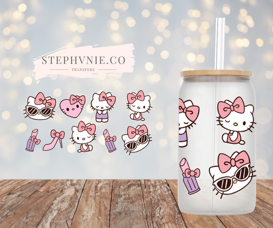 HK, Kitty Kawaii (clear film) - 16 oz cup wrap