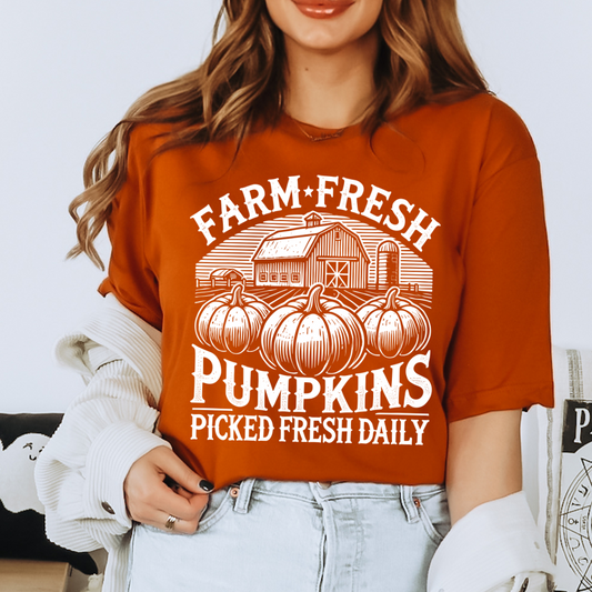 Farm Fresh Pumpkins - One Color Screen Print Transfer