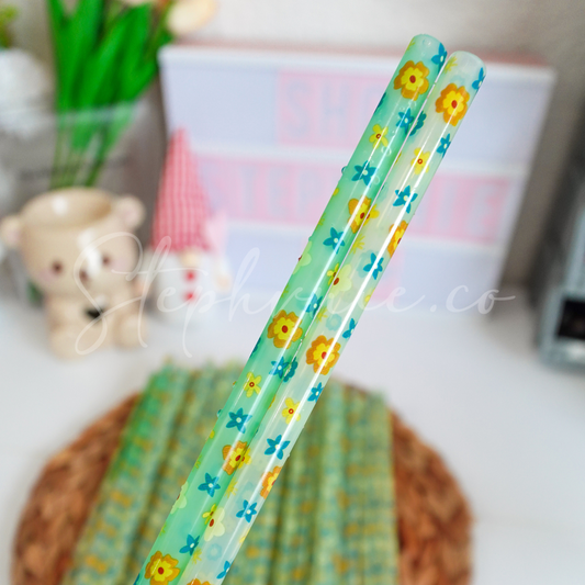 Daisy Flower - Color Changing Reusable Plastic Straw - 10 inch