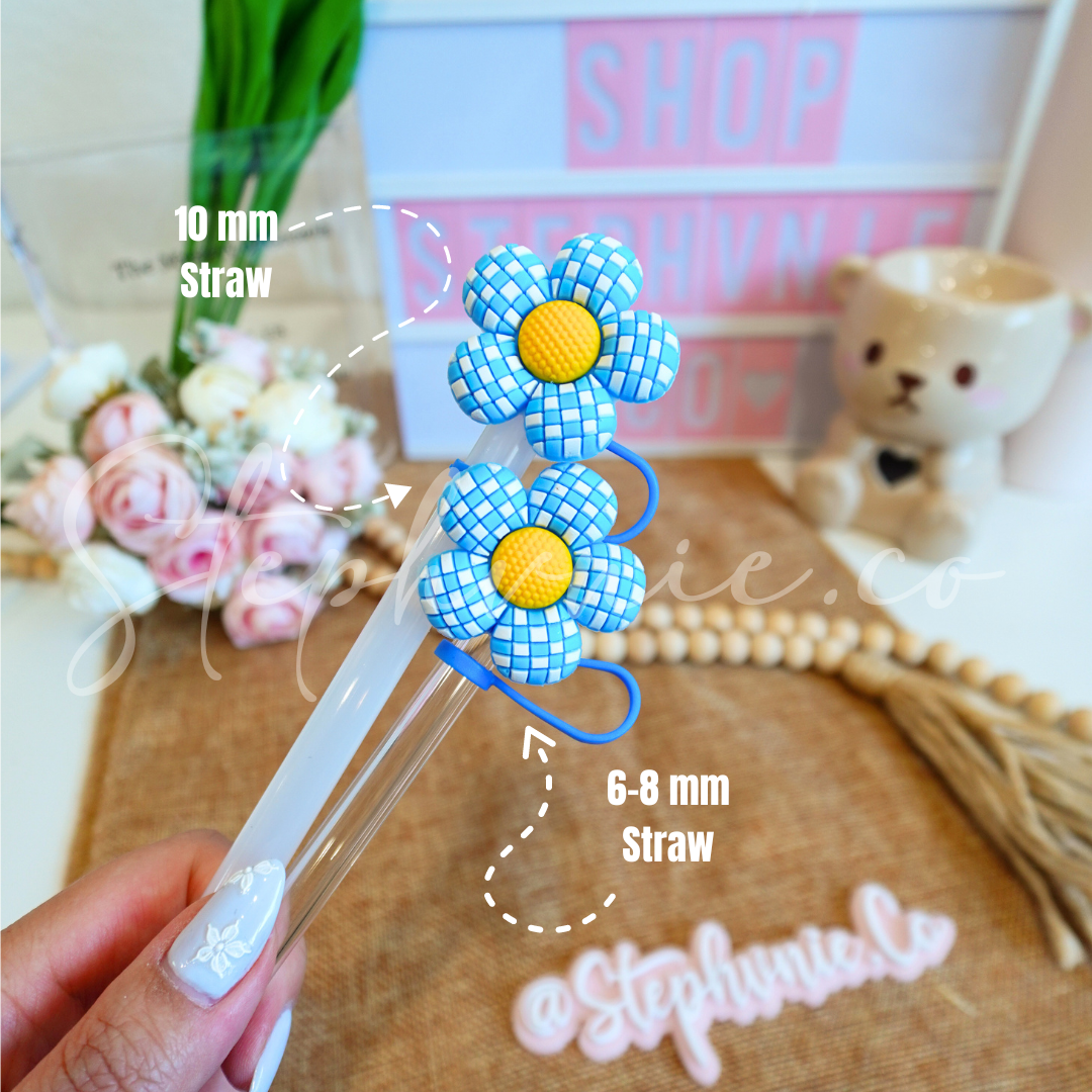 Blue Daisy - Straw Toppers