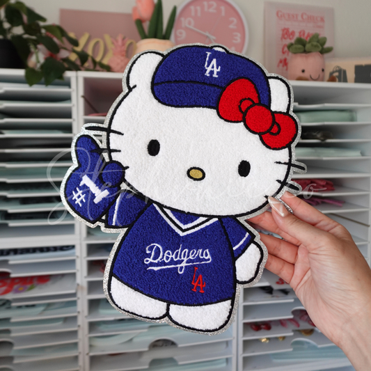 Kitty Baseball Blue - Chenille Patch