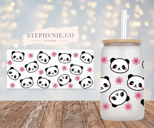 Cute Panda Daisy - 16oz Cup Wrap (Clear Film)