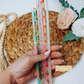 Cherry Blossom Flower Reusable Plastic Straw - 10 inch