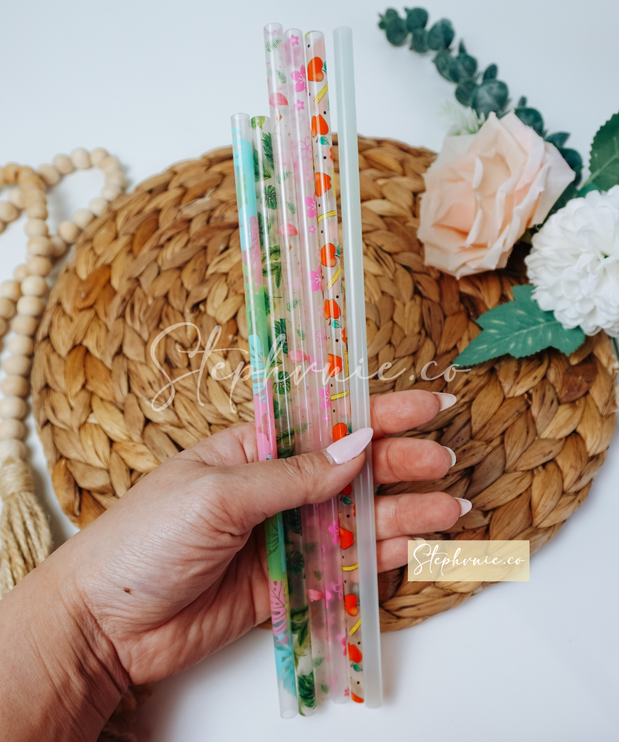 Apples & Rulers Reusable Plastic Straw - 10 inch