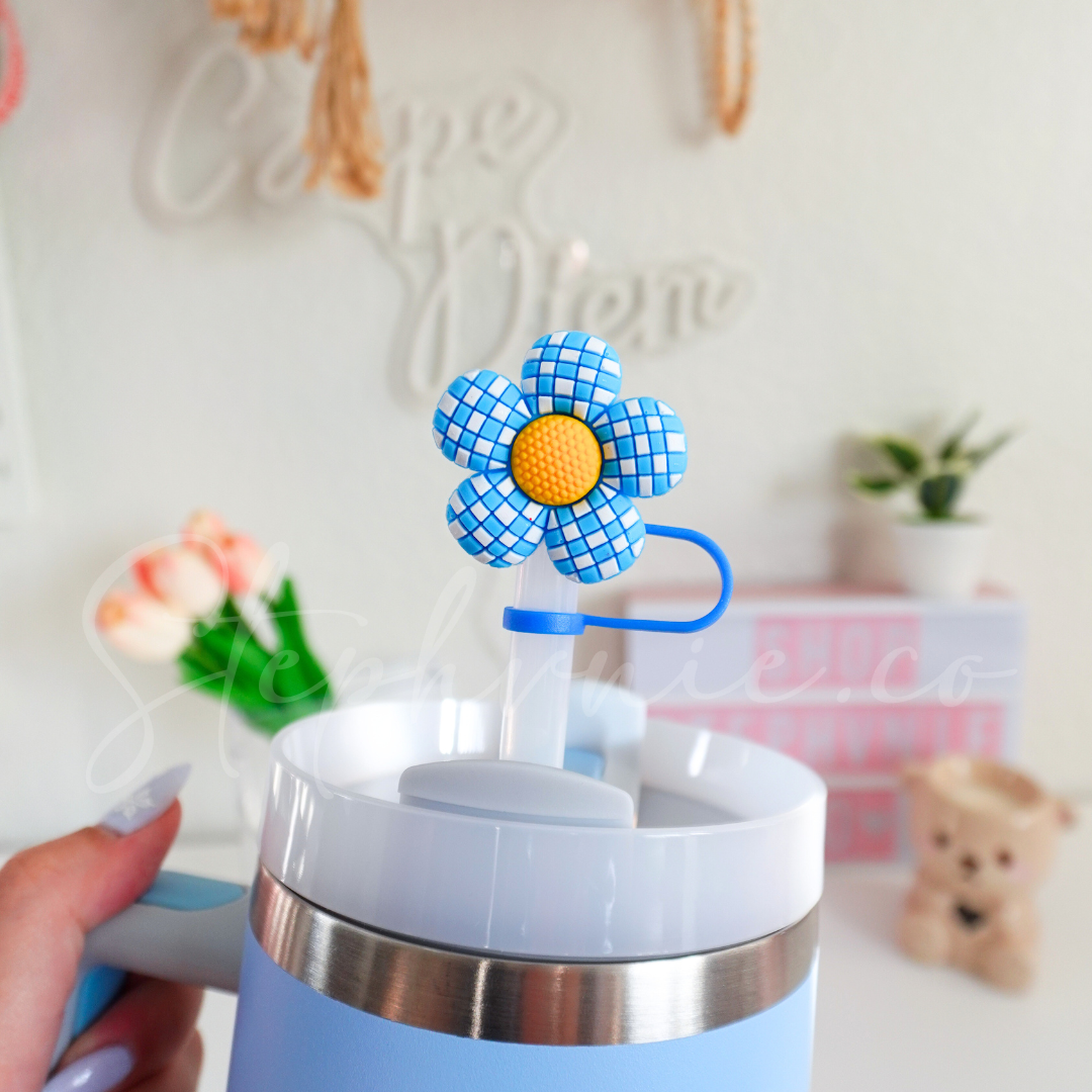 Blue Daisy - Straw Toppers