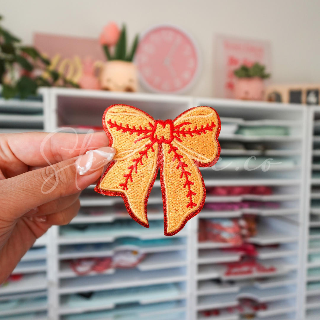 Softball Bow - Embroidered Patch