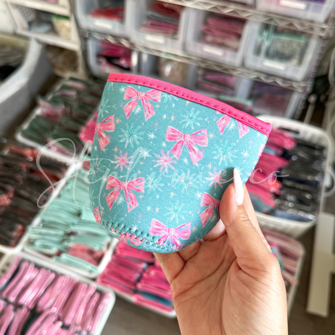 Pink Bow Snowflakes - Cup Sleeve