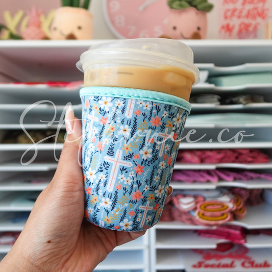 Blue Pastel Cross - Cup Sleeve