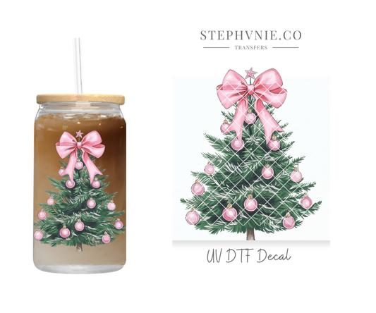 Pink Bow X-mas Tree - UV DTF Decal