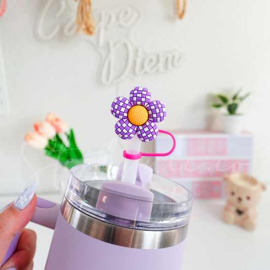 Purple Daisy - Straw Toppers