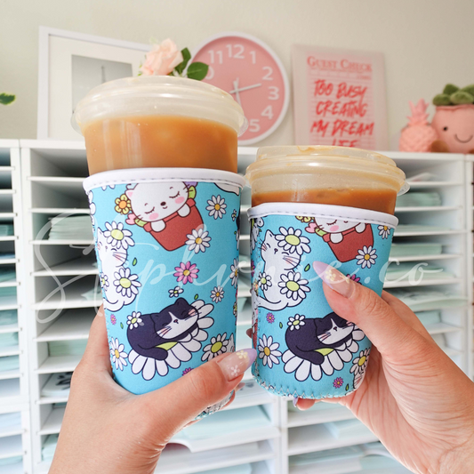 Floral Cats - Cup Sleeve