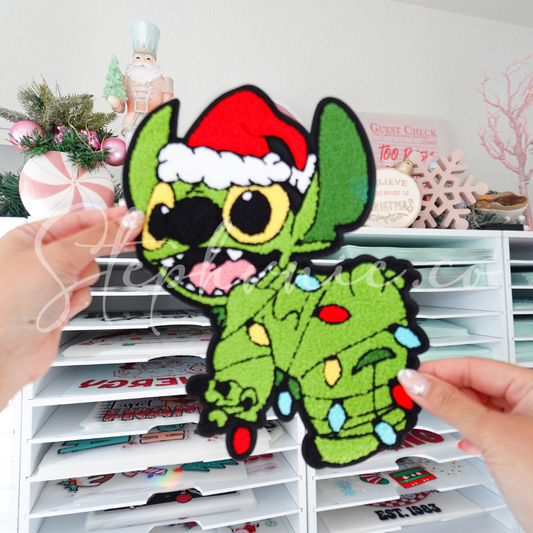 Green X-mas Lights - Chenille Patch