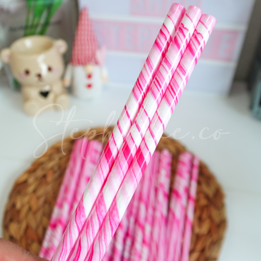 Pink Swirls - Reusable Plastic Straw - 9 inch