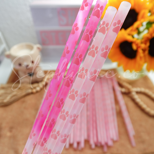 Dog Paw - Color Changing Reusable Plastic Straw - 9 inch