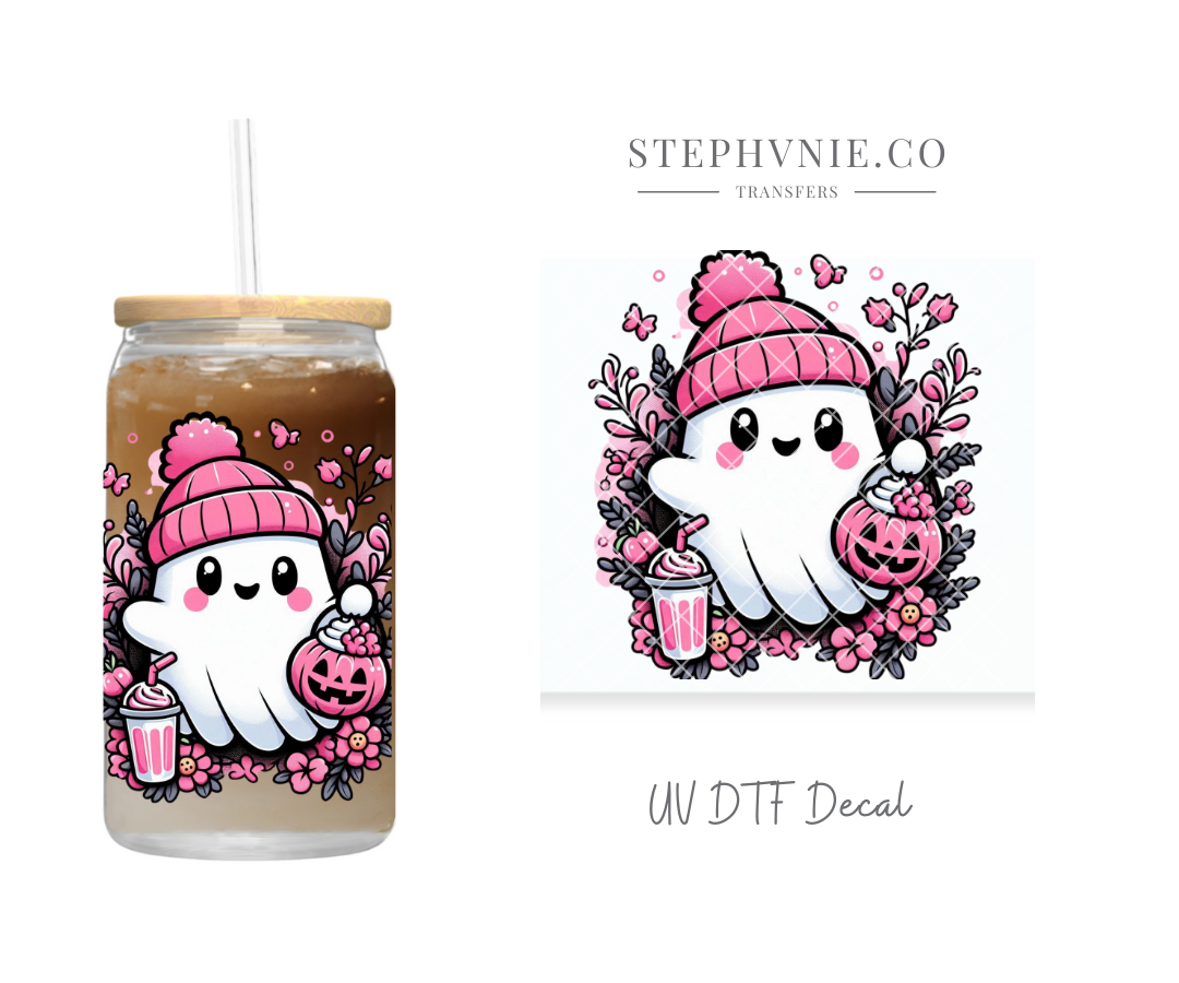 Fall Pink Ghostie - UV DTF Decal