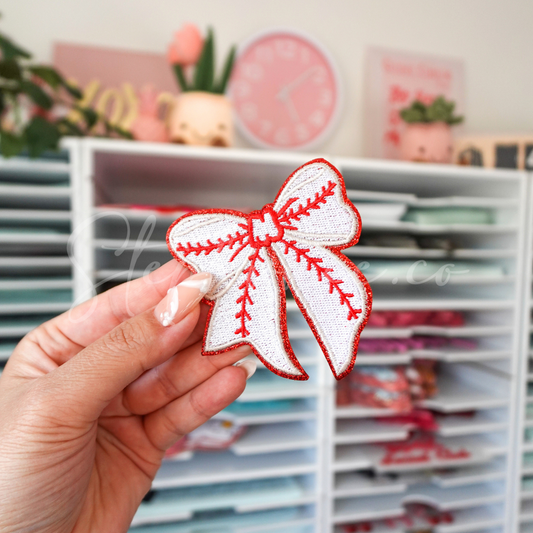 Baseball Bow - Embroidered Patch