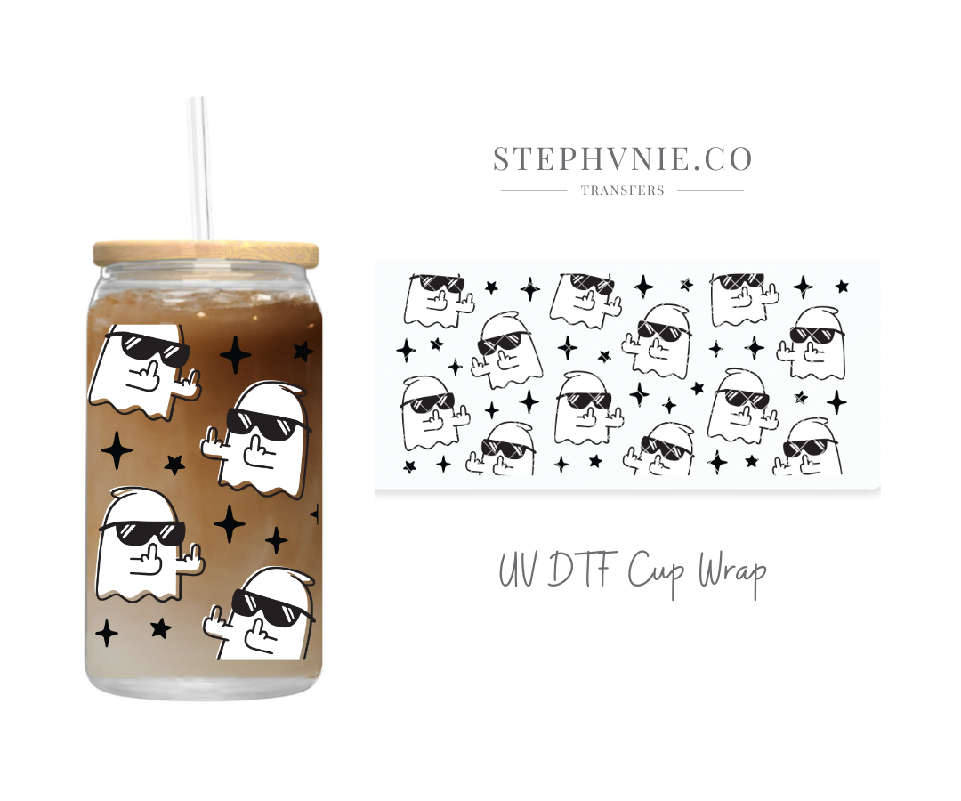 Sunglass Ghost - 16oz UV DTF Cup Wrap