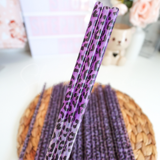 Leopard Print - Color Changing Reusable Plastic Straw - 9 Inch