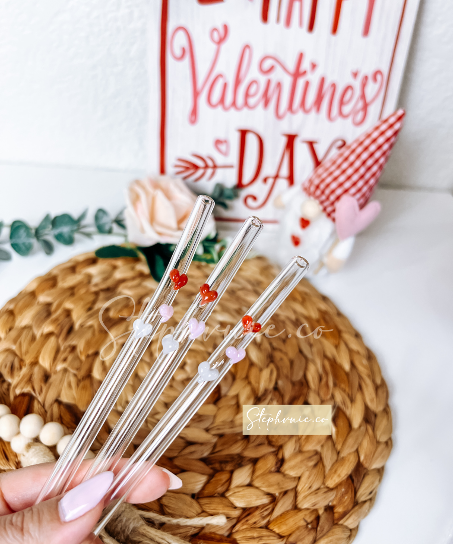 Bent Heart Glass Straws - Reusable