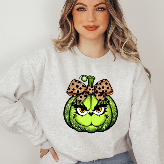 Green Pumpkin Bow -  Full Color DTF Transfer