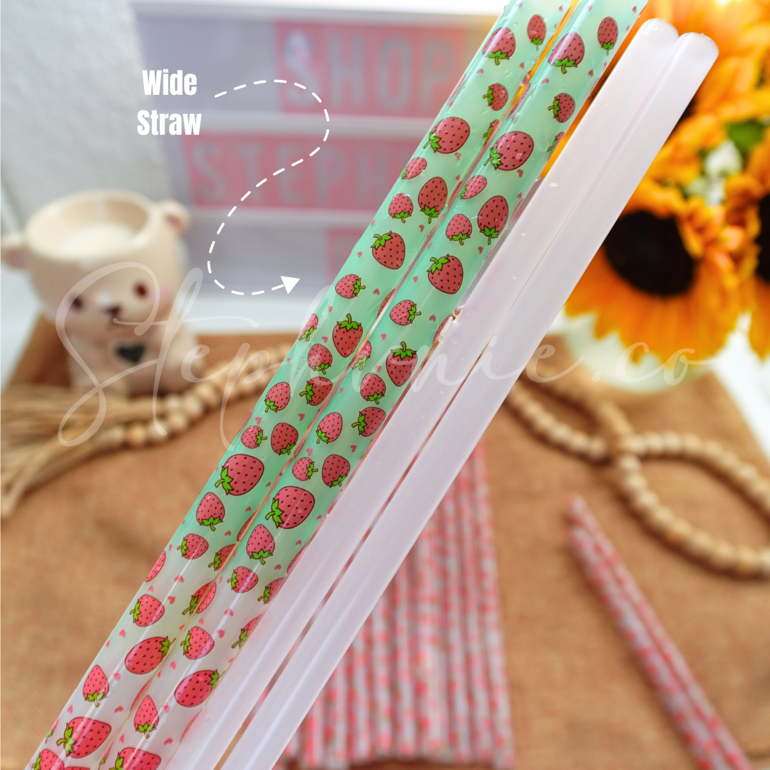 Strawberry Wide Straw - Color Changing Reusable Plastic Straw - 10 inch