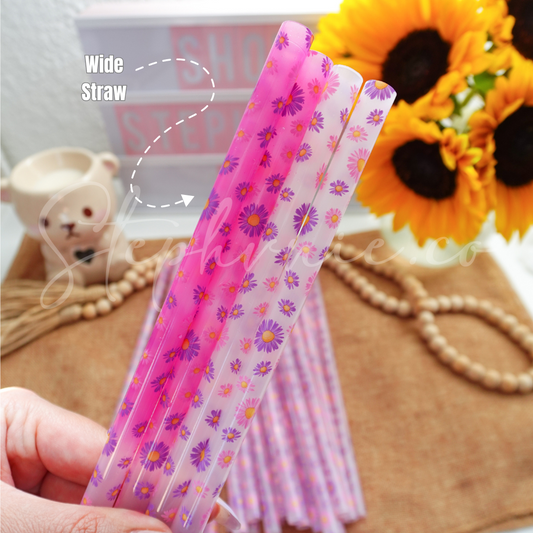 Daisy Flowers - Color Changing Reusable Plastic Straw - 10 inch