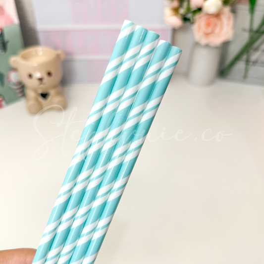 Blue Candy Cane - Reusable Plastic Straw - 9 inch